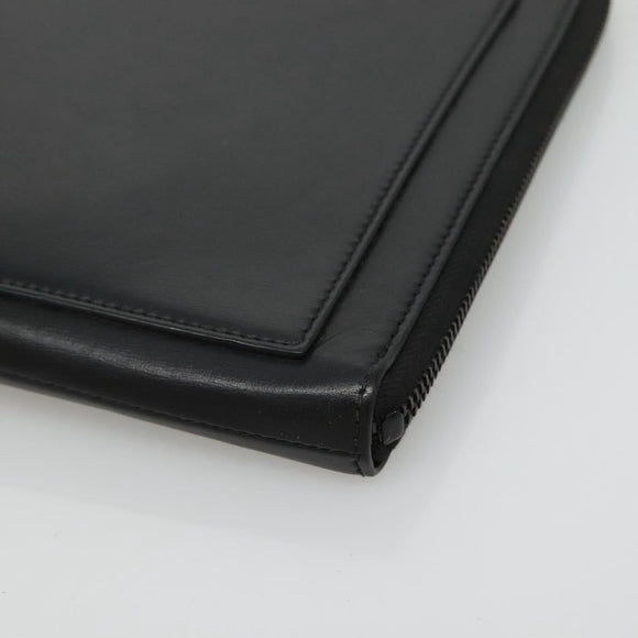 SAINT LAURENT Clutch Bag Leather Black Auth bs23631