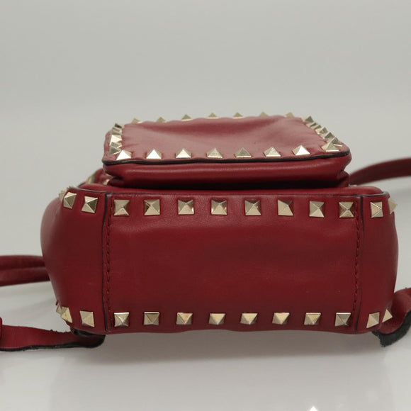 VALENTINO Backpack Leather Red Auth bs23660V