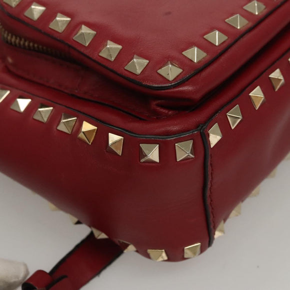 VALENTINO Backpack Leather Red Auth bs23660V
