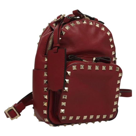 VALENTINO Backpack Leather Red Auth bs23660V