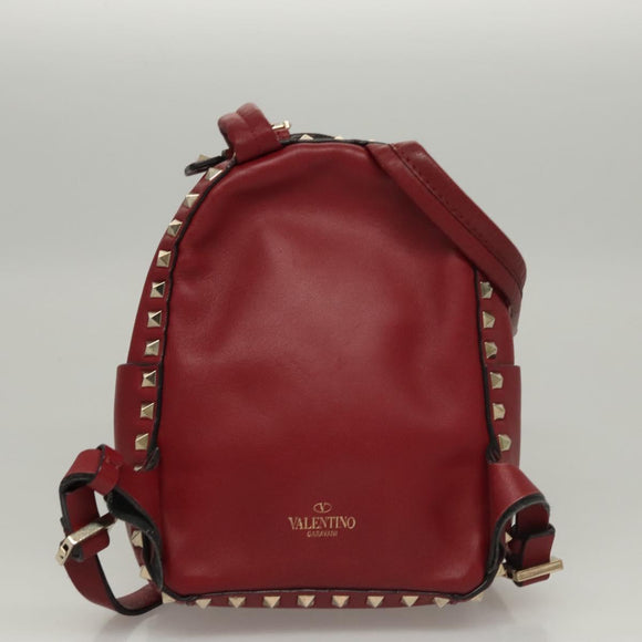 VALENTINO Backpack Leather Red Auth bs23660V