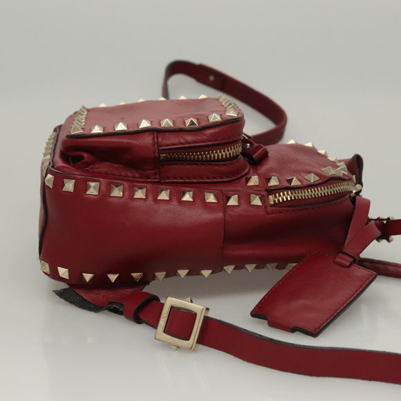 VALENTINO Backpack Leather Red Auth bs23660V