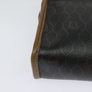 Christian Dior Honeycomb Canvas Pouch PVC Leather Black Auth bs23663-15