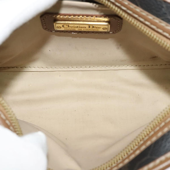 Christian Dior Honeycomb Canvas Pouch PVC Leather Black Auth bs23663