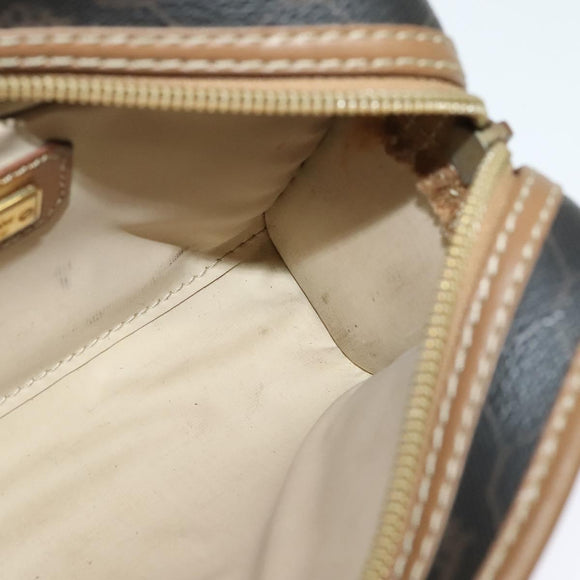 Christian Dior Honeycomb Canvas Pouch PVC Leather Black Auth bs23663