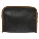Christian Dior Honeycomb Canvas Pouch PVC Leather Black Auth bs23663-2