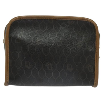 Christian Dior Honeycomb Canvas Pouch PVC Leather Black Auth bs23663 - 0