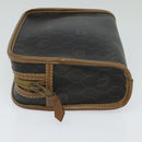 Christian Dior Honeycomb Canvas Pouch PVC Leather Black Auth bs23663-3