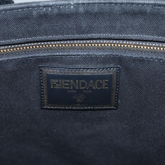 FENDI VERSACE Collaboration Fenderche Tote Bag Canvas 2way Black Auth bs23664