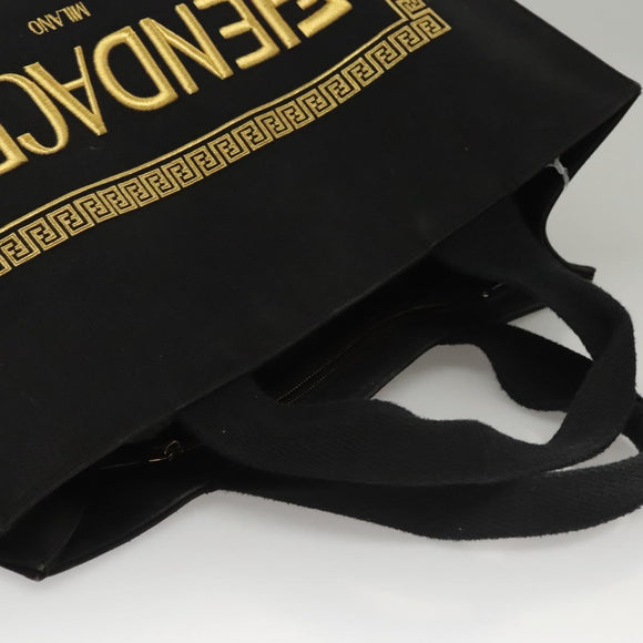 FENDI VERSACE Collaboration Fenderche Tote Bag Canvas 2way Black Auth bs23664