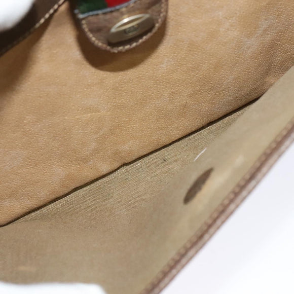 GUCCI GG Supreme Web Sherry Line Bag PVC Beige Gold 39 02 026 Auth bs23685