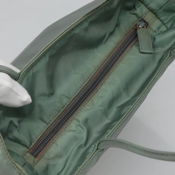 PRADA Hand Bag Nylon Green Auth bs23688