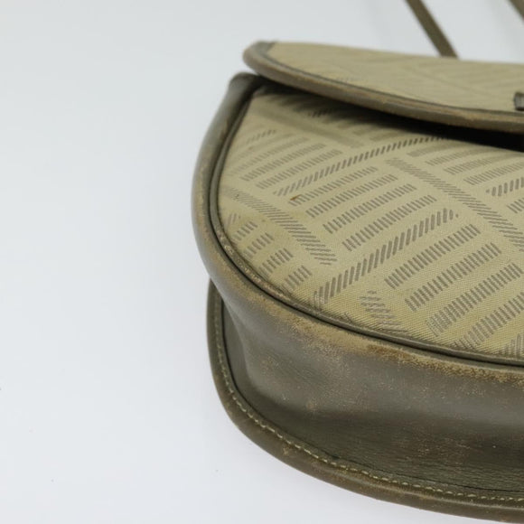 GIVENCHY Shoulder Bag Canvas Leather Beige Gold Auth bs23699