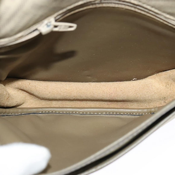 GIVENCHY Shoulder Bag Canvas Leather Beige Gold Auth bs23699