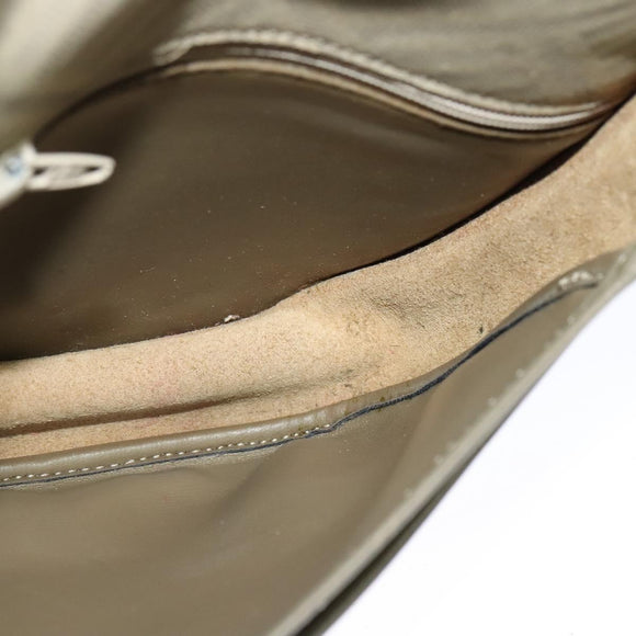 GIVENCHY Shoulder Bag Canvas Leather Beige Gold Auth bs23699