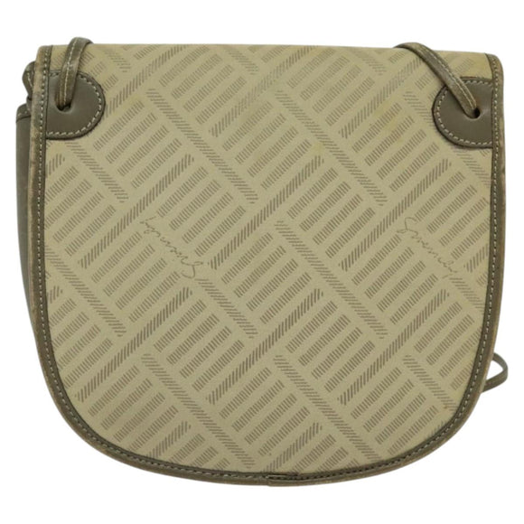 GIVENCHY Shoulder Bag Canvas Leather Beige Gold Auth bs23699