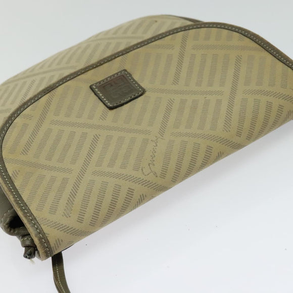 GIVENCHY Shoulder Bag Canvas Leather Beige Gold Auth bs23699