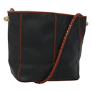 BOTTEGA VENETA Shoulder Bag PVC Leather Black Brown gold Auth bs23702-1