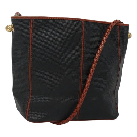 BOTTEGA VENETA Shoulder Bag PVC Leather Black Brown gold Auth bs23702