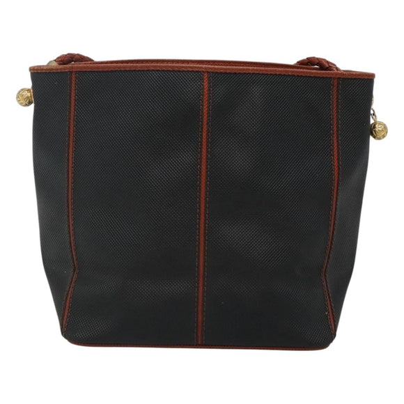 BOTTEGA VENETA Shoulder Bag PVC Leather Black Brown gold Auth bs23702