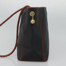 BOTTEGA VENETA Shoulder Bag PVC Leather Black Brown gold Auth bs23702-4