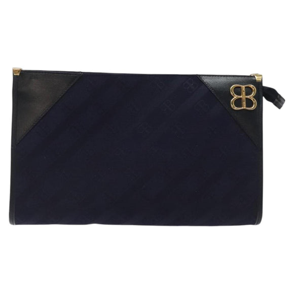 BALENCIAGA Clutch Bag Canvas Navy Auth bs23704