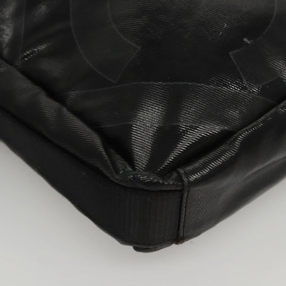 CHANEL Sports Shoulder Bag Coated Canvas Black CC Auth bs23718
