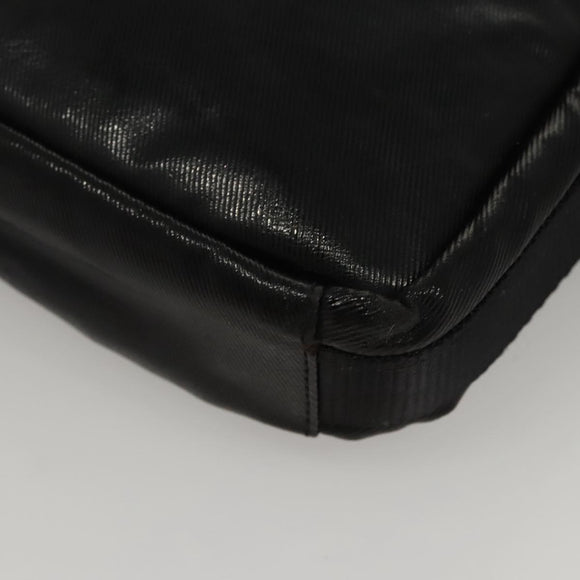 CHANEL Sports Shoulder Bag Coated Canvas Black CC Auth bs23718