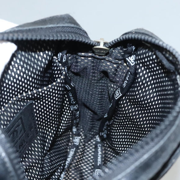 CHANEL Sports Shoulder Bag Coated Canvas Black CC Auth bs23718