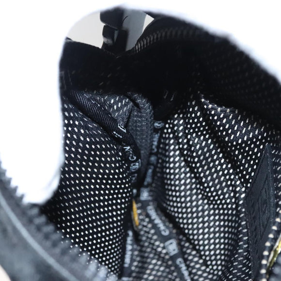 CHANEL Sports Shoulder Bag Coated Canvas Black CC Auth bs23718