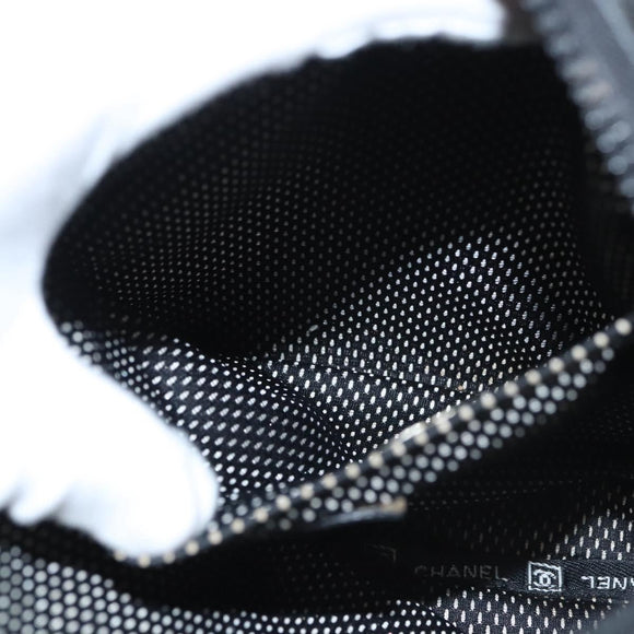 CHANEL Sports Shoulder Bag Coated Canvas Black CC Auth bs23718
