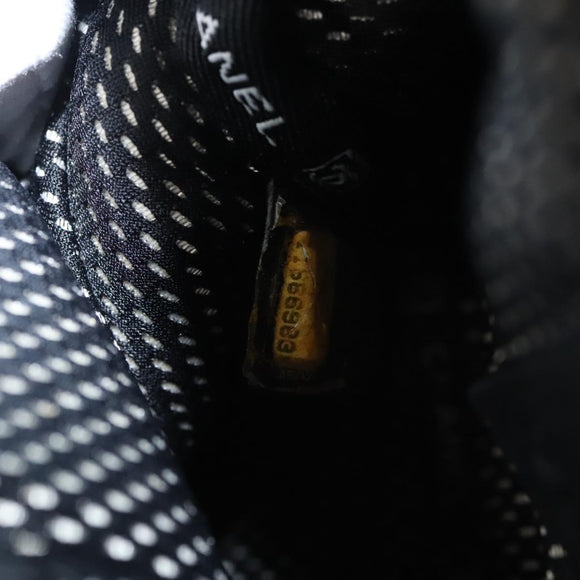 CHANEL Sports Shoulder Bag Coated Canvas Black CC Auth bs23718