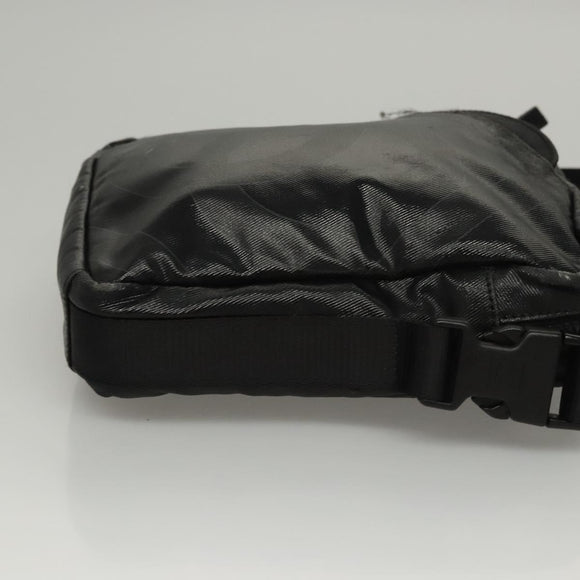 CHANEL Sports Shoulder Bag Coated Canvas Black CC Auth bs23718