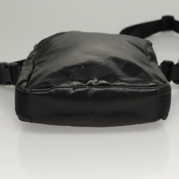 CHANEL Sports Shoulder Bag Coated Canvas Black CC Auth bs23718