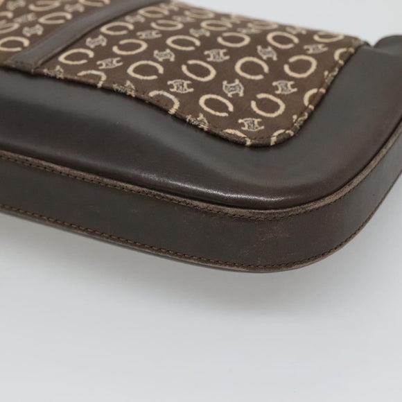 CELINE C Macadam Canvas Shoulder Bag Brown Gold Auth bs23720