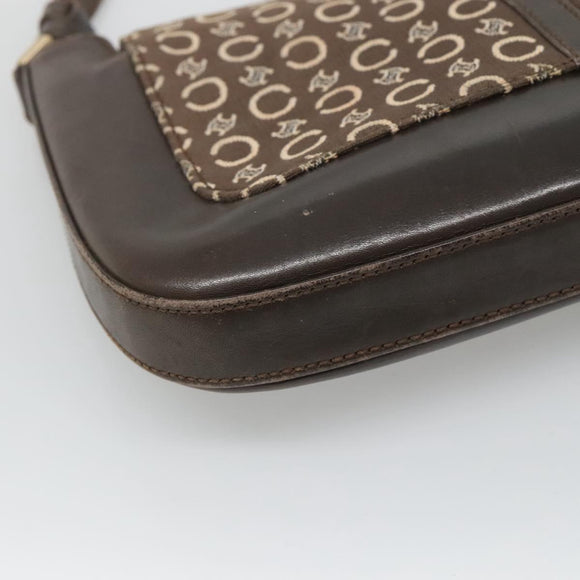 CELINE C Macadam Canvas Shoulder Bag Brown Gold Auth bs23720