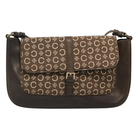 CELINE C Macadam Canvas Shoulder Bag Brown Gold Auth bs23720
