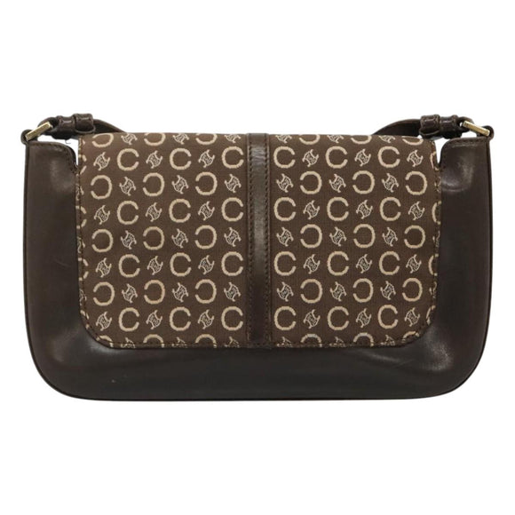CELINE C Macadam Canvas Shoulder Bag Brown Gold Auth bs23720