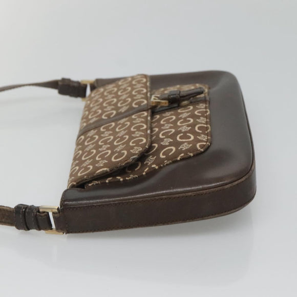 CELINE C Macadam Canvas Shoulder Bag Brown Gold Auth bs23720