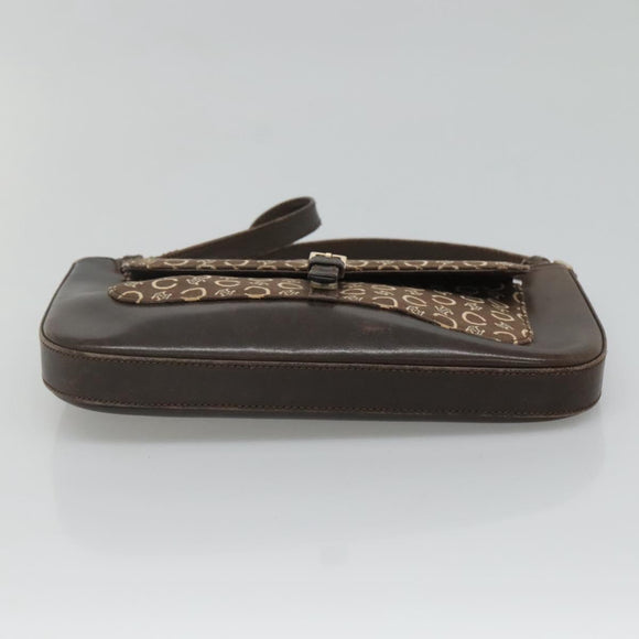 CELINE C Macadam Canvas Shoulder Bag Brown Gold Auth bs23720