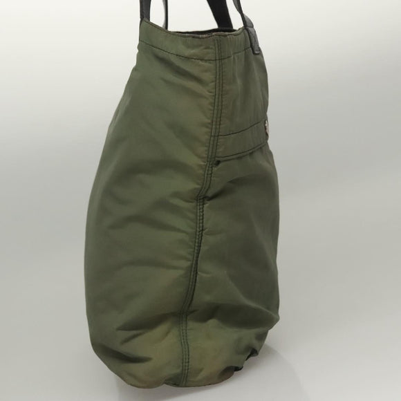 CELINE Tote Bag Nylon Khaki Auth bs23721