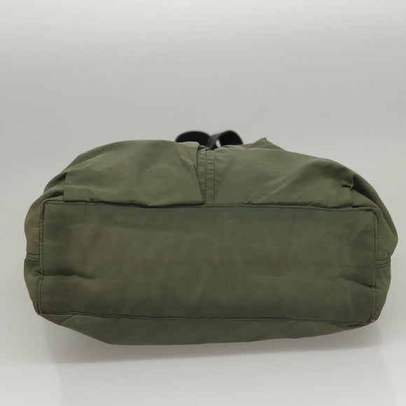 CELINE Tote Bag Nylon Khaki Auth bs23721