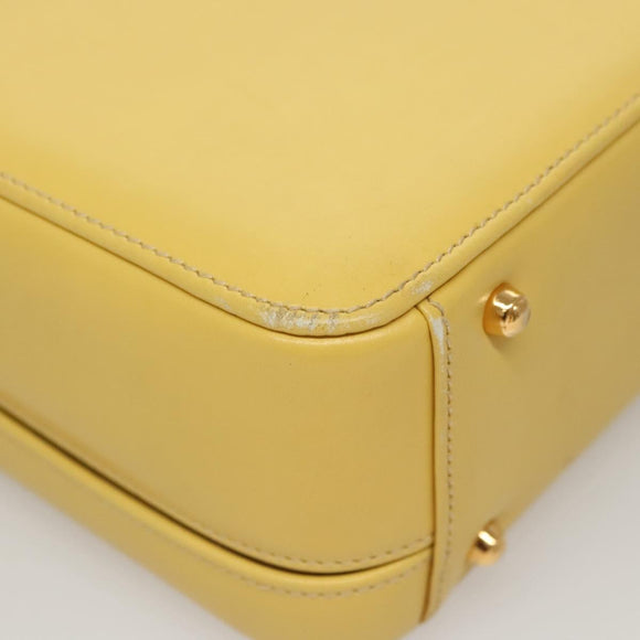 GUCCI Hand Bag Leather 2way Yellow Gold Auth bs23727