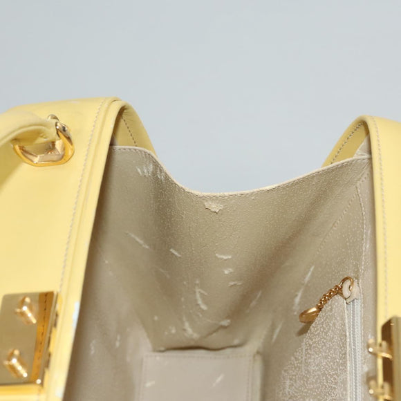 GUCCI Hand Bag Leather 2way Yellow Gold Auth bs23727