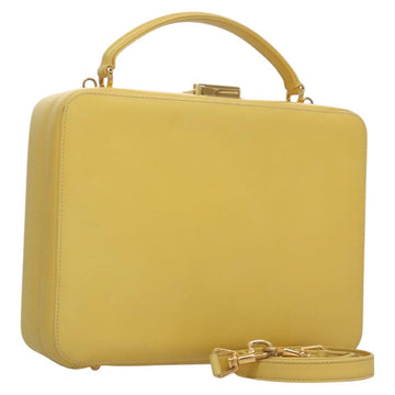 GUCCI Hand Bag Leather 2way Yellow Gold Auth bs23727