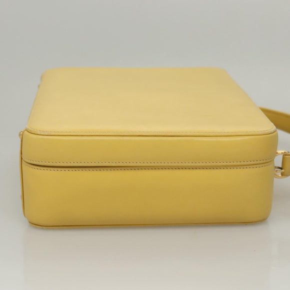 GUCCI Hand Bag Leather 2way Yellow Gold Auth bs23727