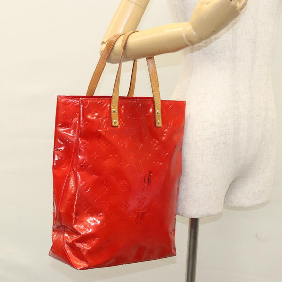 LOUIS VUITTON Monogram Vernis Reade MM Hand Bag Red Rouge M91086 LV Auth bs23730