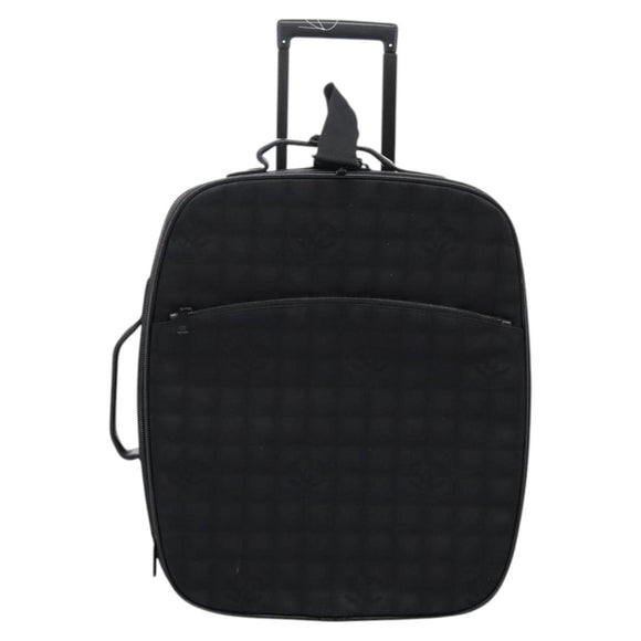 CHANEL Carry Case New Travel line suitcase Nylon Black CC Auth bs23739