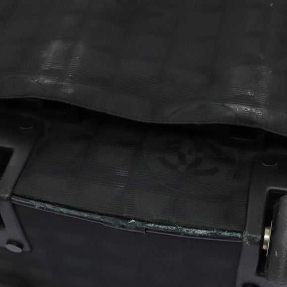 CHANEL Carry Case New Travel line suitcase Nylon Black CC Auth bs23739
