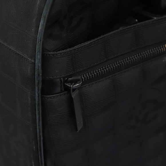 CHANEL Carry Case New Travel line suitcase Nylon Black CC Auth bs23739